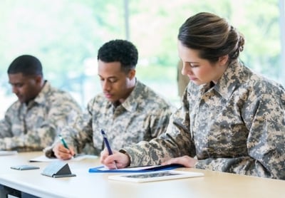 military students taking an exam